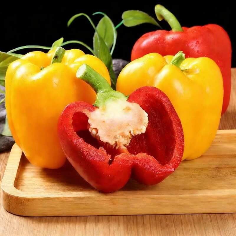 绿熊庄园山东彩椒 甜椒 新鲜蔬菜五彩椒寿光蔬菜不辣水果柿子椒红黄灯笼椒 红黄双拼3斤装 净重2.8斤