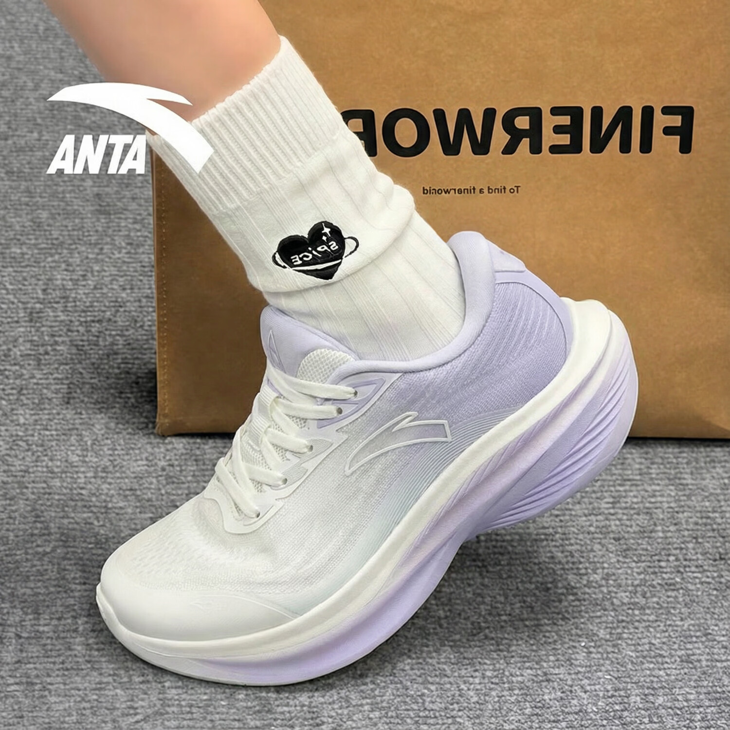 安踏凌风2女鞋运动跑步鞋夏季新款皮网面缓震增高中考体测训练鞋子女 【叶子7】薄雾浅紫-2 39 【官方正品 现货秒发】