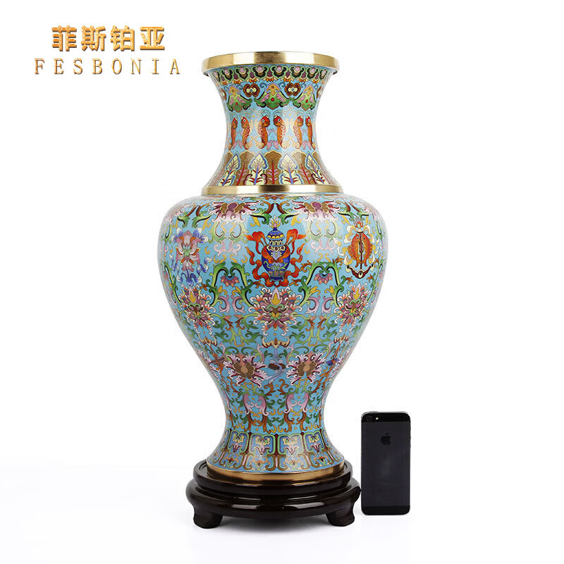 菲斯铂亚景泰蓝花瓶摆件20寸吉祥八宝瓶中式客厅装饰外事商务礼物工艺