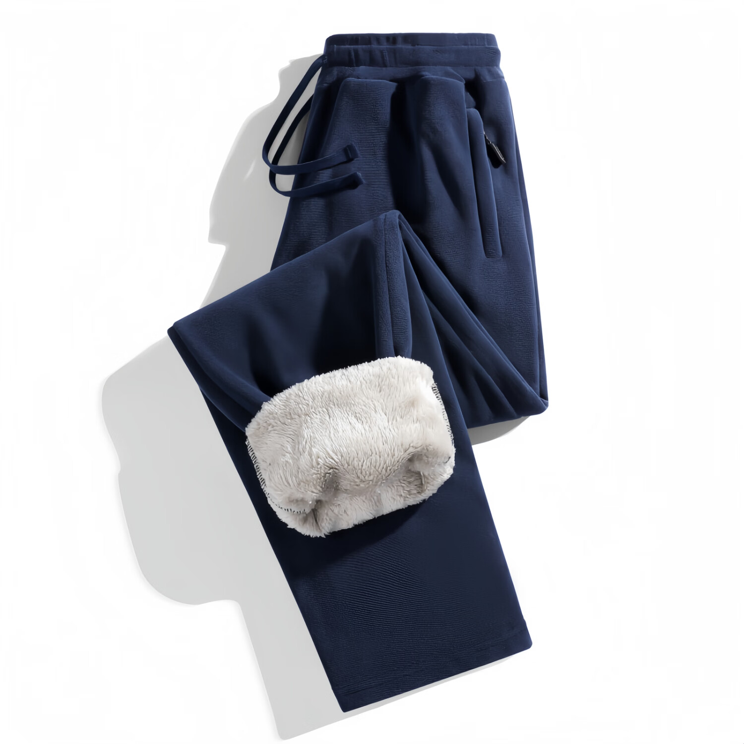 迈途冬季加绒加厚保暖抓绒裤平口束口休闲百搭长裤户外运动裤学生长裤 深蓝256拉链款（平口） 2XL