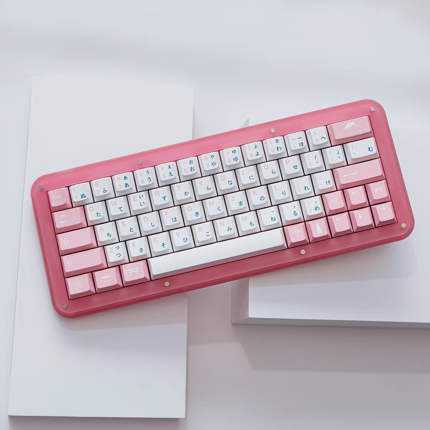 MINTCAPS薄荷糖樱日语机械键盘键帽粉白PBT热升华原厂高度客制化磁轴61/75 粉白