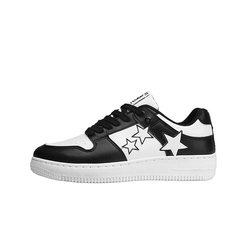 西域骆驼（VANCAMEL）男鞋板鞋男低帮休闲鞋运动鞋轻便百搭鞋子皮面黑白熊猫dunk小白鞋 【官方正品 质量保证】黑色配色 44