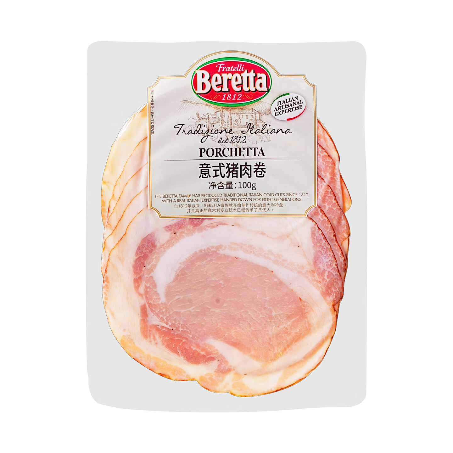 FRATELLI BERETTA意式猪肉卷切片100g 即食熟食 猪肉火腿食材早餐西餐 年货节送礼 意式猪肉卷100g