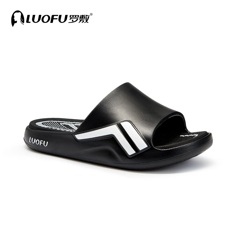罗敷（Luo Fu）LUOFU零压拖鞋男运动厚底情侣外穿夏防滑露营户外软底凉鞋超大码  黑色 45