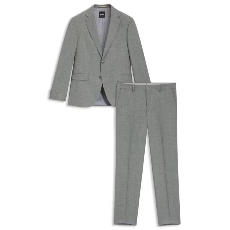 BOSS雨果博斯男士西裝抗皺保暖彈力商務(wù)正式西服經(jīng)典 silver 38