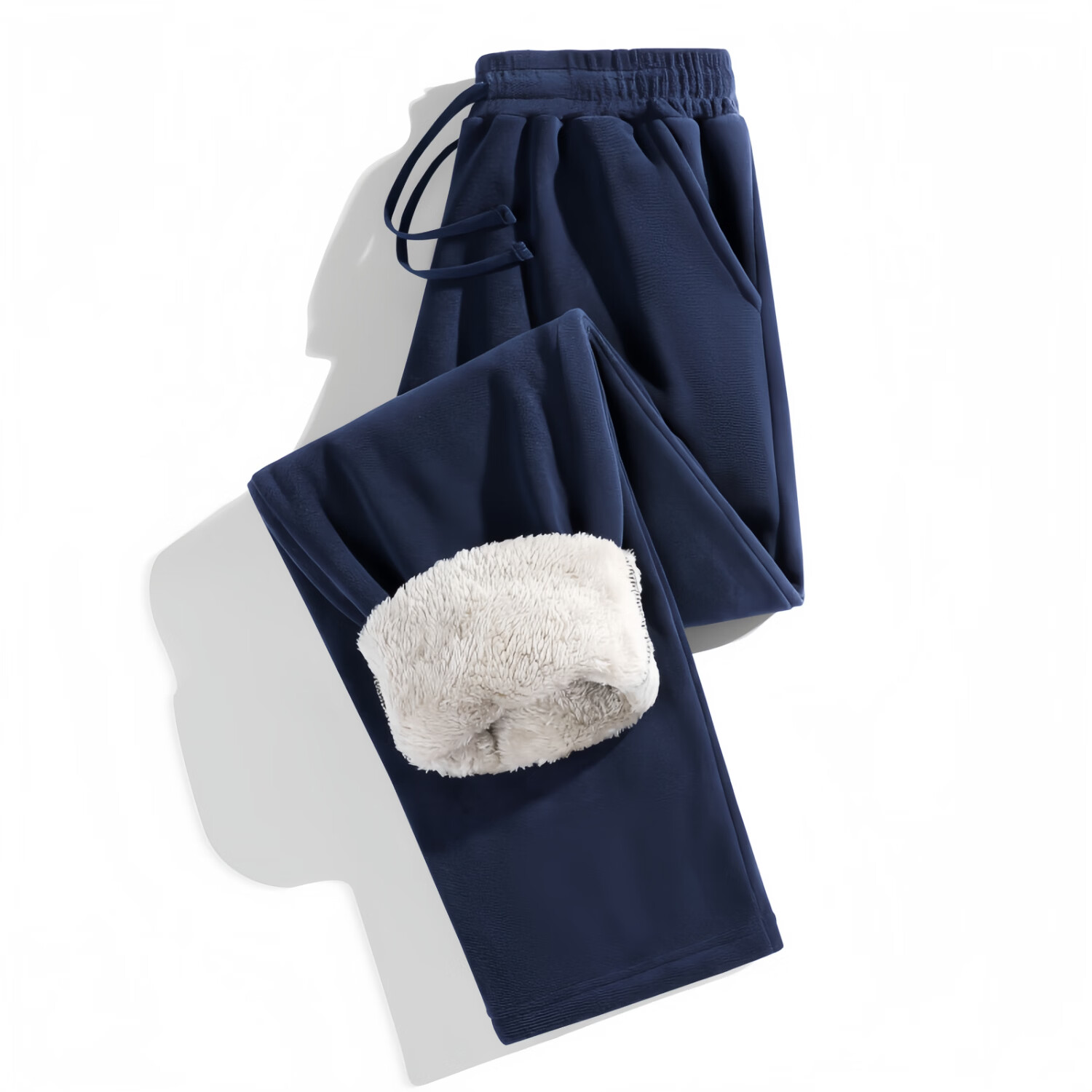 迈途冬季加绒加厚保暖抓绒裤平口束口休闲百搭长裤户外运动裤学生长裤 深蓝255无拉链（束口） 5XL