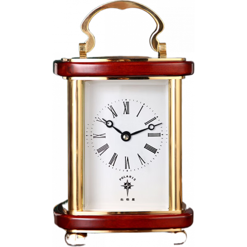 北极星经典复古实木机械座钟客厅时钟摆件仿古马车钟台钟收藏礼品 T1860胡桃木皮套钟