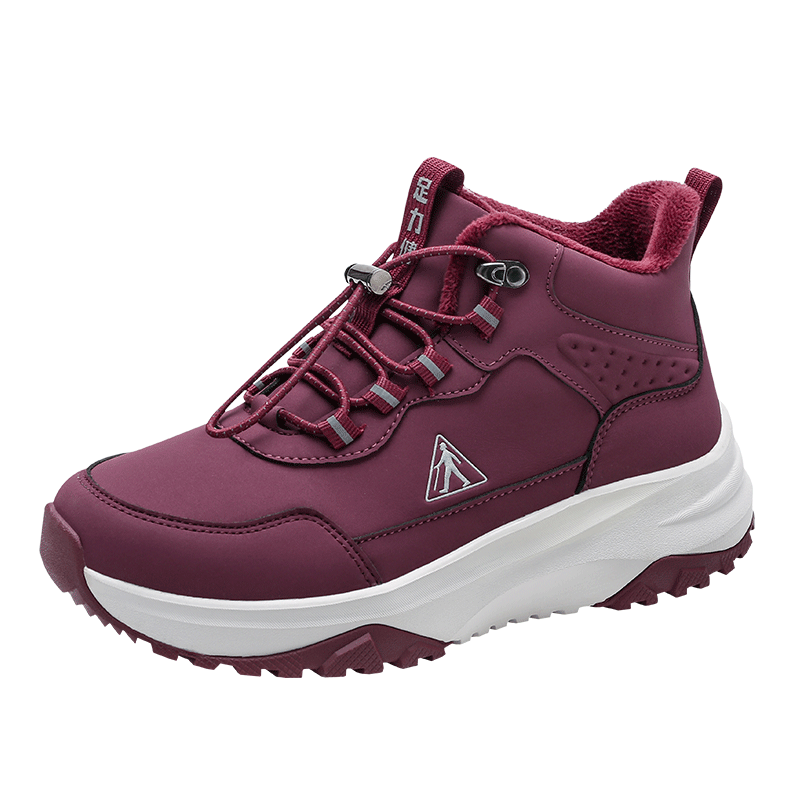 足力健冬季棉鞋加绒加厚中老年户外防滑保暖鞋25932018J 酒红-女 38 