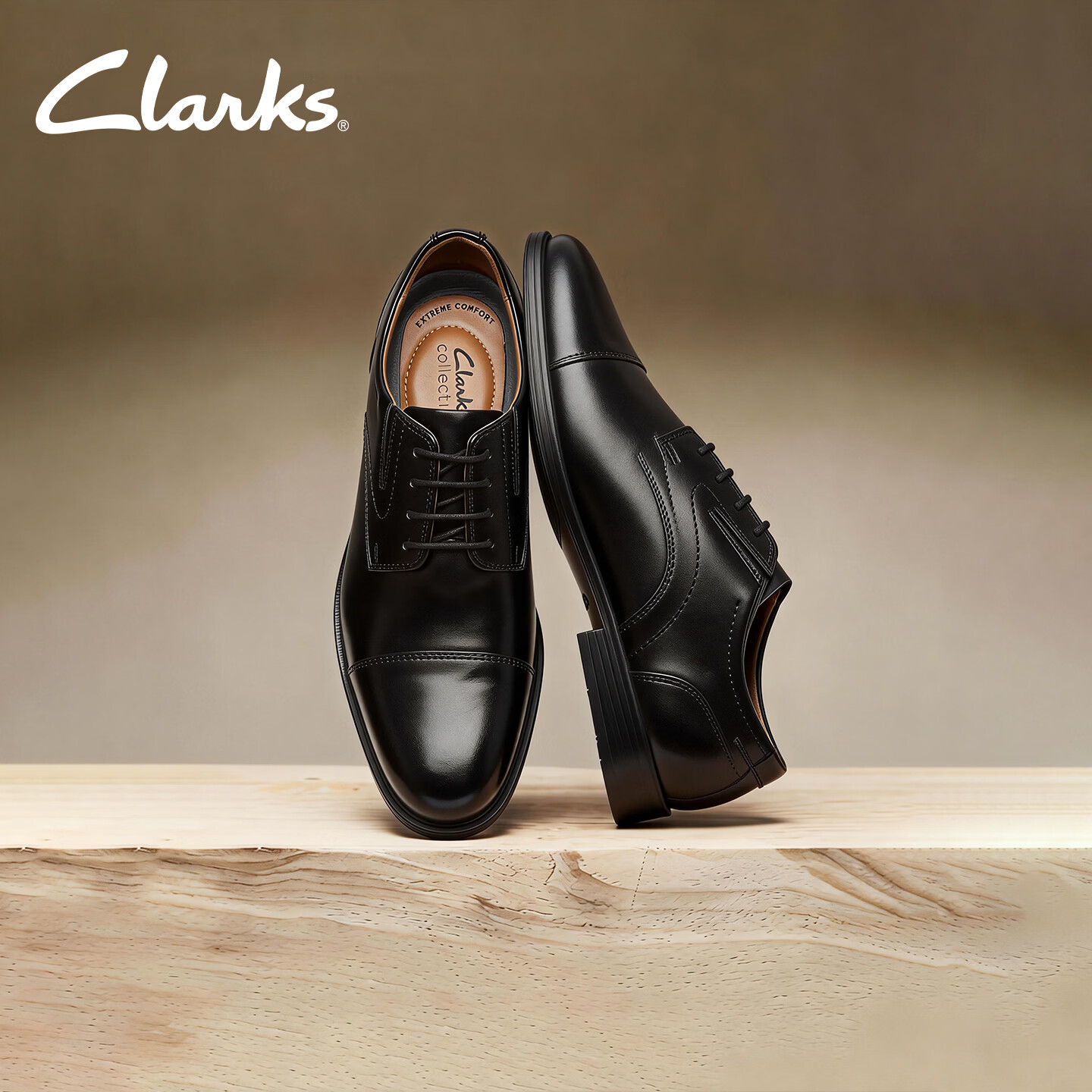 Clarks其乐惠登系列男士商务正装皮鞋舒适英伦风德比鞋皮鞋男 黑色 261529128 42