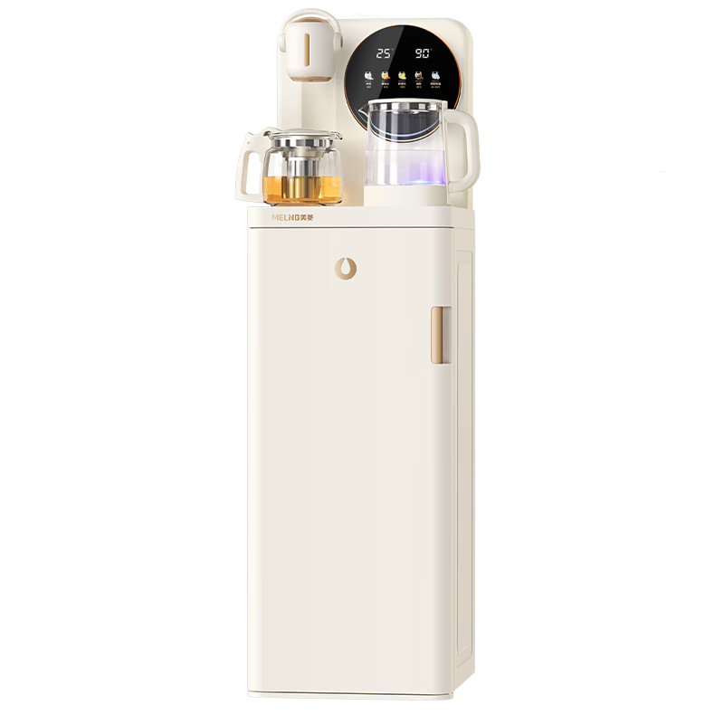 美菱富锶矿化防溢茶吧机家用多功能办公室立式下置水桶饮水机茶吧柜316L不锈钢烧水壶鲜活水1.0 N08Pro
