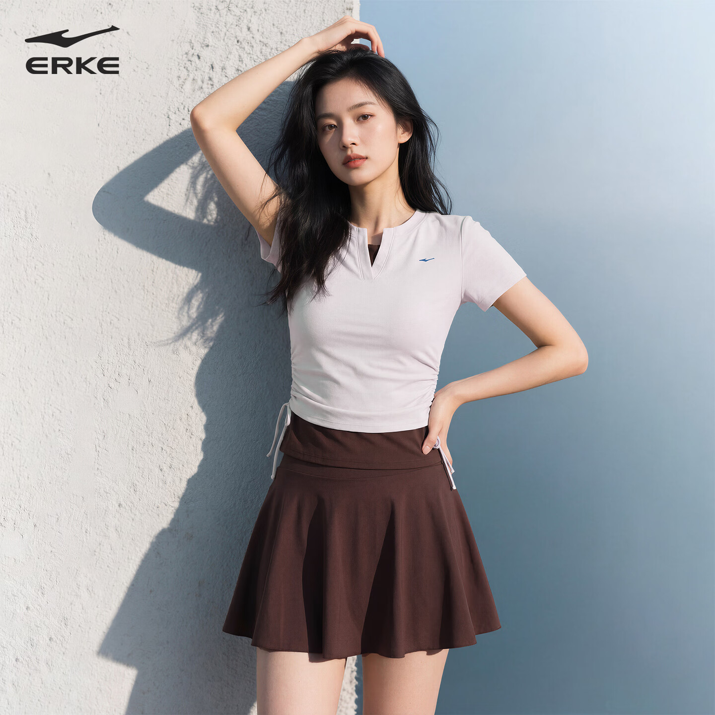 鸿星尔克（ERKE）泳衣女分体裙式保守微胖女孩显瘦运动泡温泉大码泳装