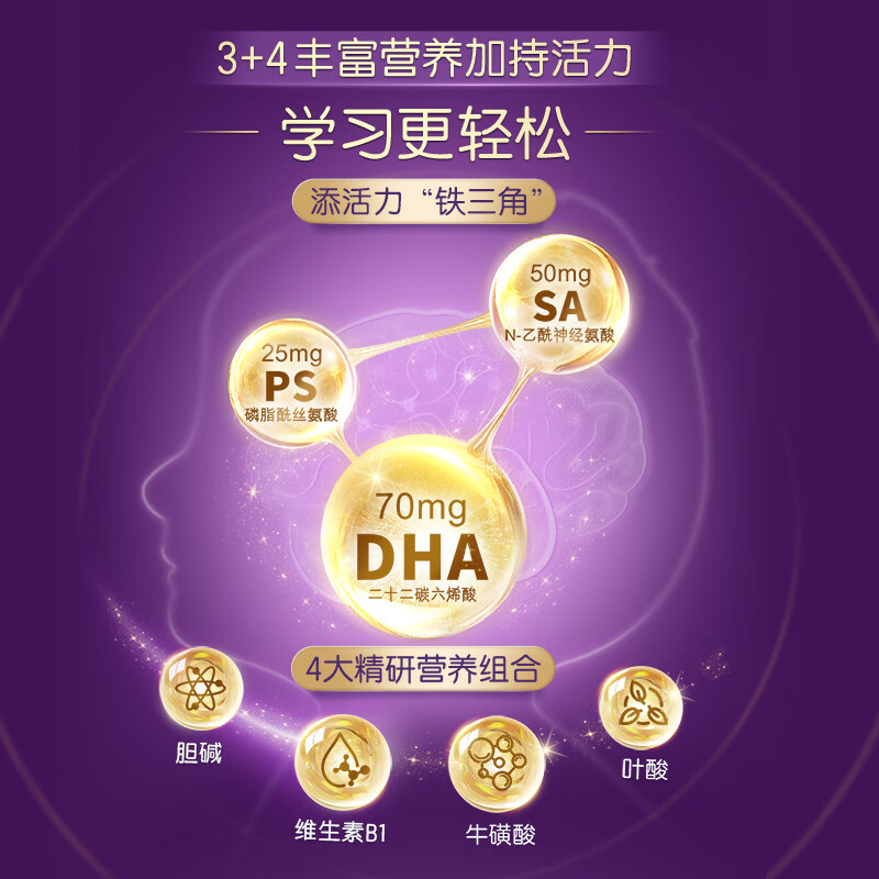 蒙牛慧聪明原生DHA学生奶粉400g/罐高钙高铁高锌生牛乳配方 独立包装 原生DHA儿童奶粉2罐