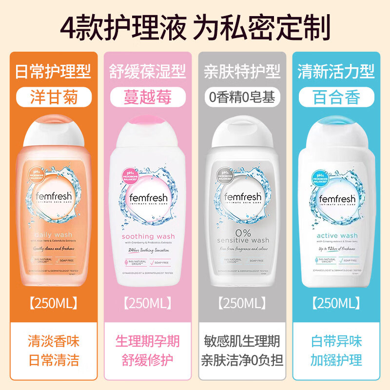 femfresh英国Femfresh芳芯私处洗护液女性私密处护理液少女抑菌止痒沐浴露 【菌群平衡】特添加益生元
