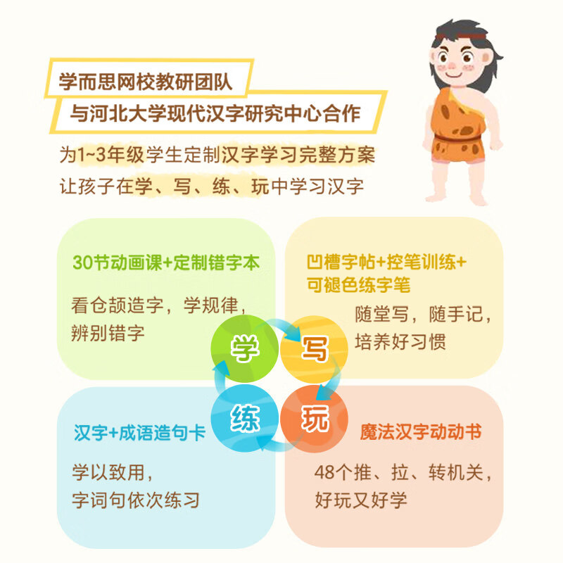 学而思汉字学习魔法动动书 1-3年级儿童认字书幼小衔接早教识字学习礼盒-WX 汉字学习魔法盒（学习礼盒）