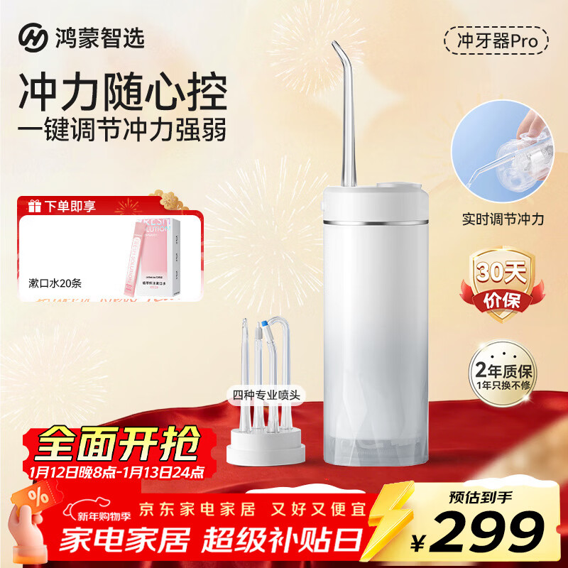 华为智选力博得智能冲牙器pro 伸缩便携式洗牙器水牙线牙齿冲洗器 鸿蒙智选送男女友生日新年礼物 冷岩灰