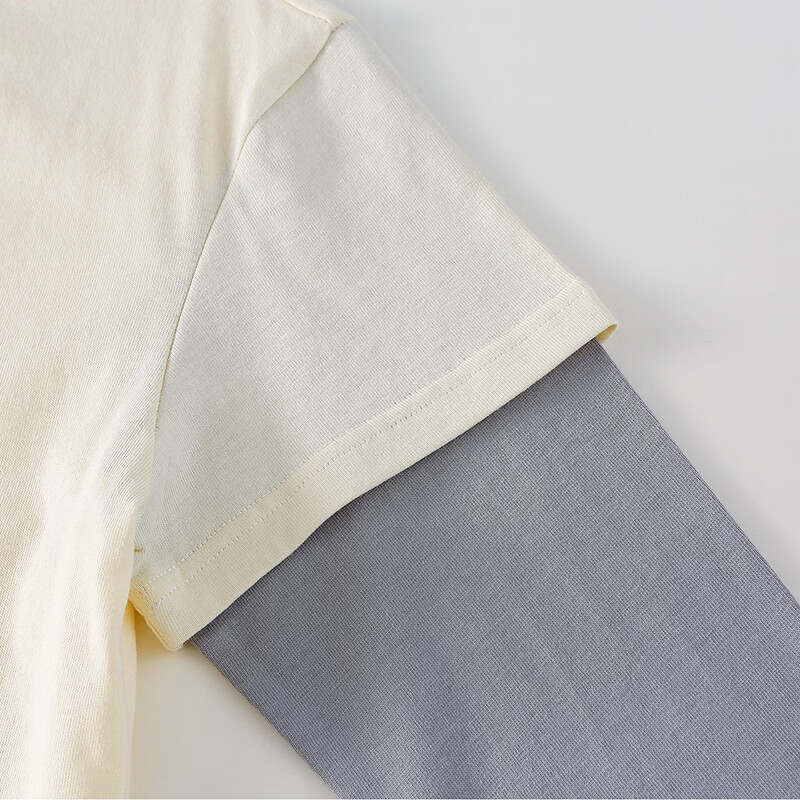 棉花堂（cottontown）【100%棉】棉花堂假两件男童T恤春秋季童装针织上衣纯棉运动t恤 可爱熊 90 90/52