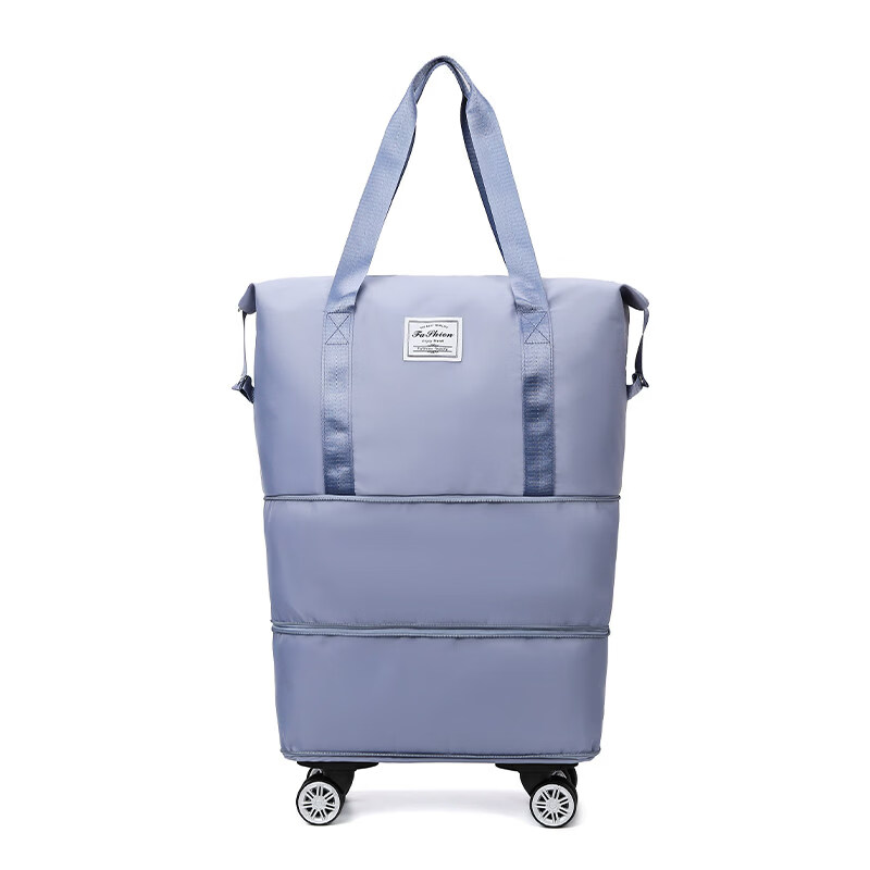 轮旅行包廉航登机包运动旅游包行李袋带滑 深蓝色万向轮款_可扩展三层