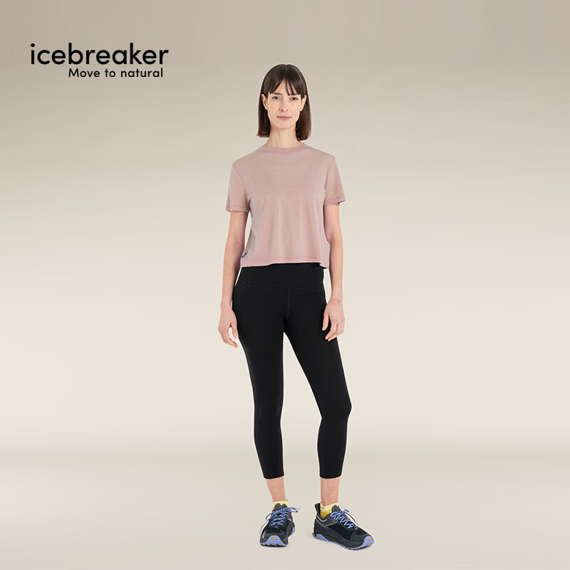 icebreaker春夏新品100%纯美丽奴羊毛女150 Tech-Lite可机洗户外速干短袖T恤 霞粉-新色 S