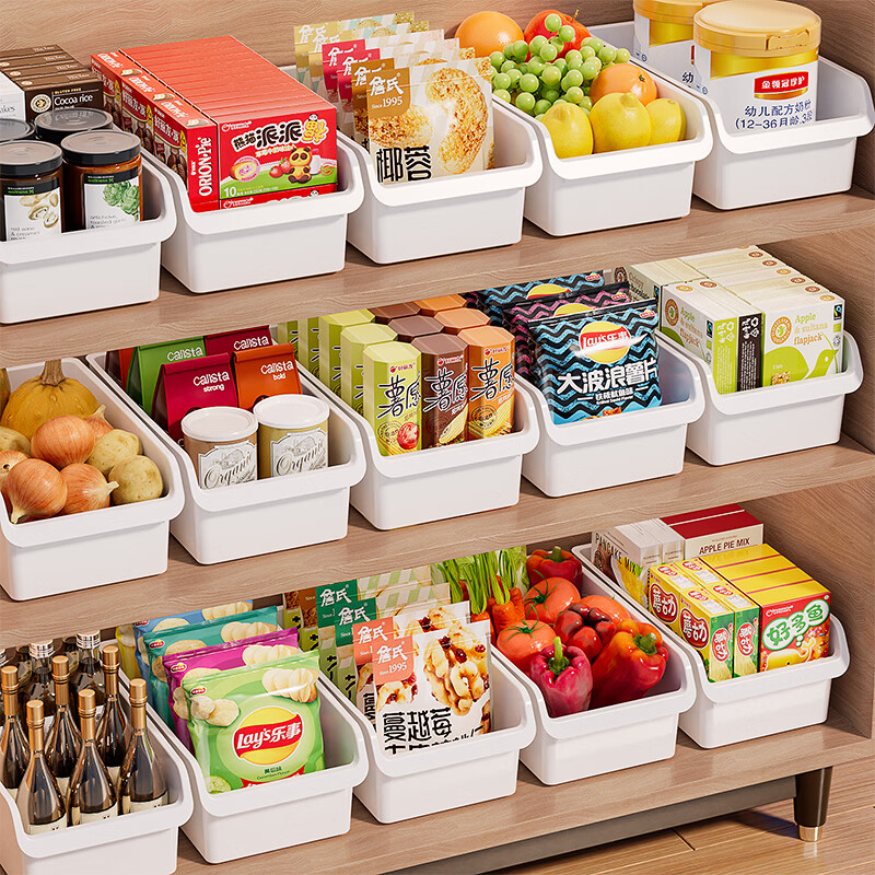 稻草熊零食收纳盒超市便利店糖果食物陈列摆放盒商用货架整理盒加厚 象牙白【单个装】