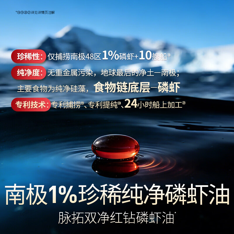 MegaRed脉拓南极双净胆碱磷虾油 深海鱼油美国原装进口高纯度1000mg30粒 双净磷虾油 30粒*2瓶
