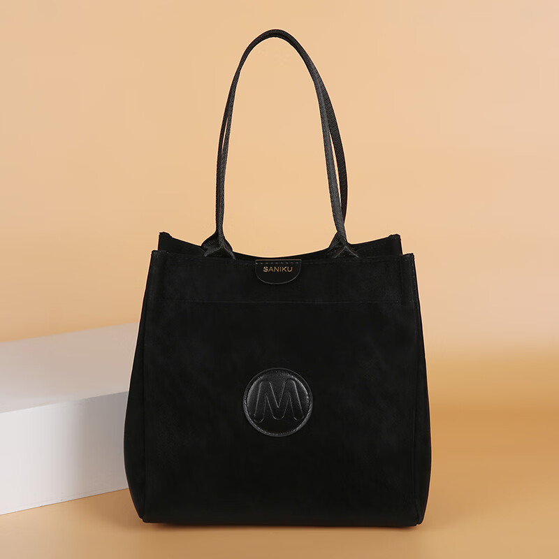 鹏境女包2026新款手提包妈妈礼物托特女士轻奢小众便当饭盒包包手提袋 M【黑】