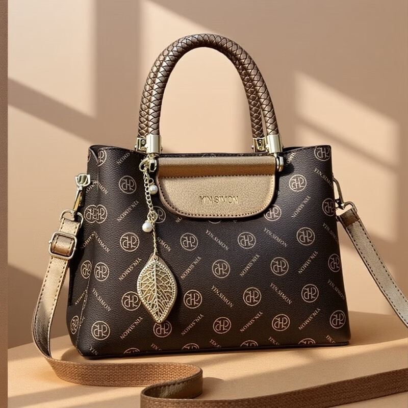 游子吟三八妇女节礼物送妈妈包包女包2026新款印花女士包手提包老花包 米白色-礼盒礼袋