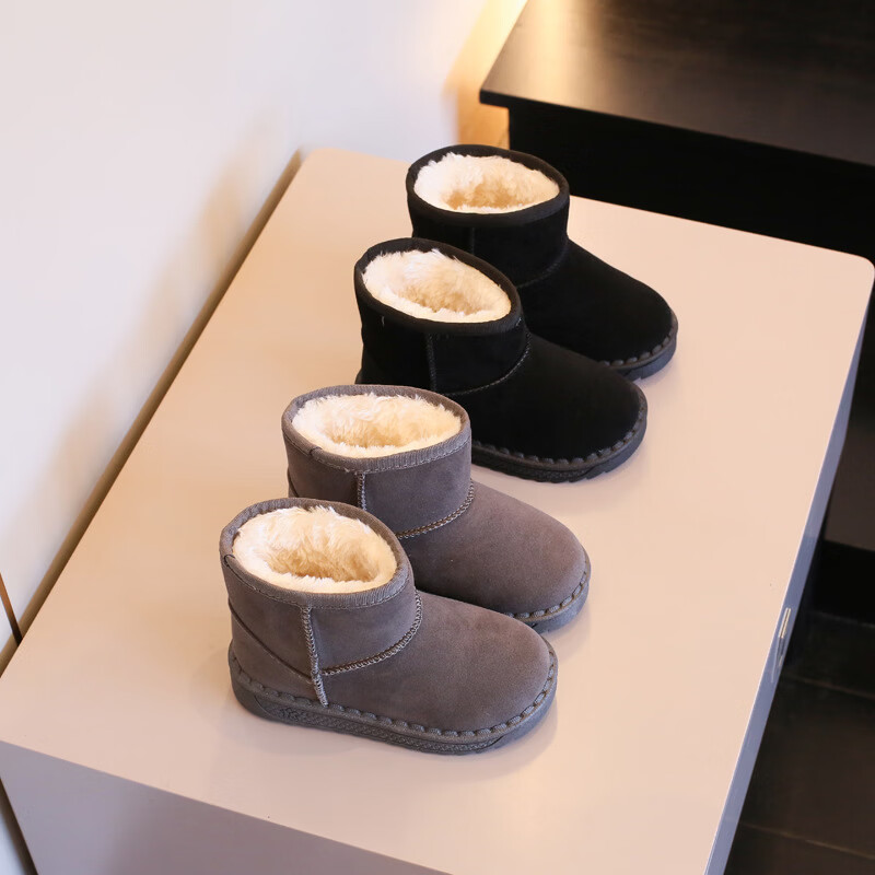 贝婴初（BEIYINGCHU）秋冬季童鞋宝宝小童棉鞋加绒儿童雪地靴马丁靴时尚男女童短靴子潮 棕色 36 内长21cm