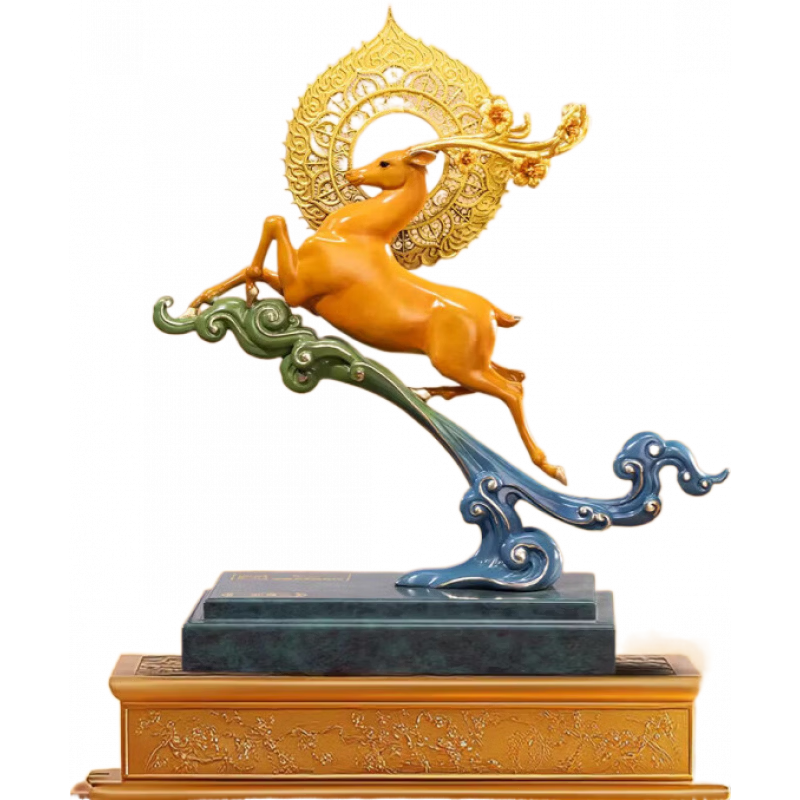 朱炳仁朱秉仁銅X敦煌藝術(shù)研究院依律青云飾品客廳桌中式家裝 一鹿青云