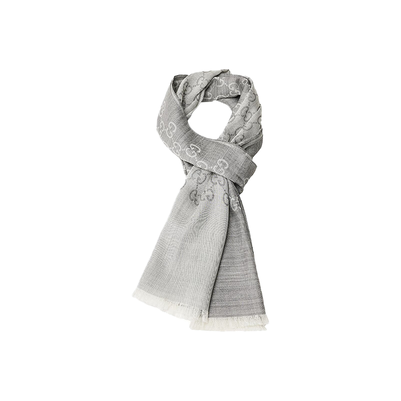 古馳（GUCCI）男女同款經(jīng)典雙G雙面印花流蘇爆款圍巾白色 165904 3G646 9000