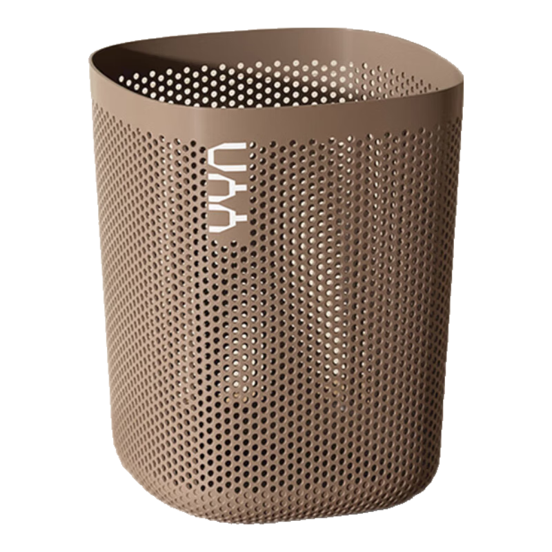 樸廚（PUCHU）高顏值垃圾桶臥室客廳廚房廁所衛(wèi)生間小辦公室鏤空書房衛(wèi)生桶家用 12L淺卡其+白框