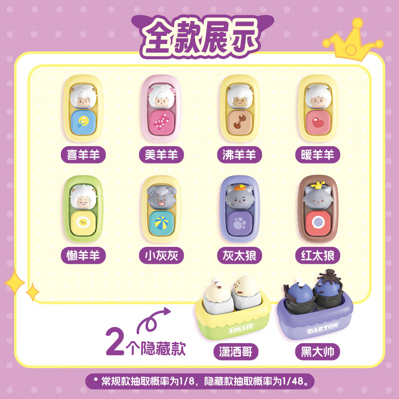 洛克星球喜羊羊与灰太狼创意解压键帽盲盒键盘周边小挂件六一儿童节礼物61 端盒【8盒不重复】-概率隐藏