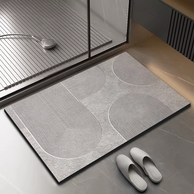 金玉铭川浴室地垫现代简约吸水垫子卫生间门口进门入户防滑洗手间厕所脚垫 GZN-M星河-线条02 40X60cm【吸水速干体验版】