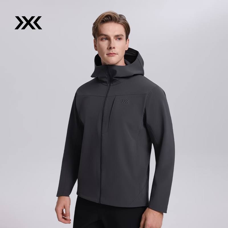 XBIONIC风盾软壳连帽夹克男(S3)四面弹软壳衣薄绒保暖防风抑菌26春秋新品 深炭灰 2XL