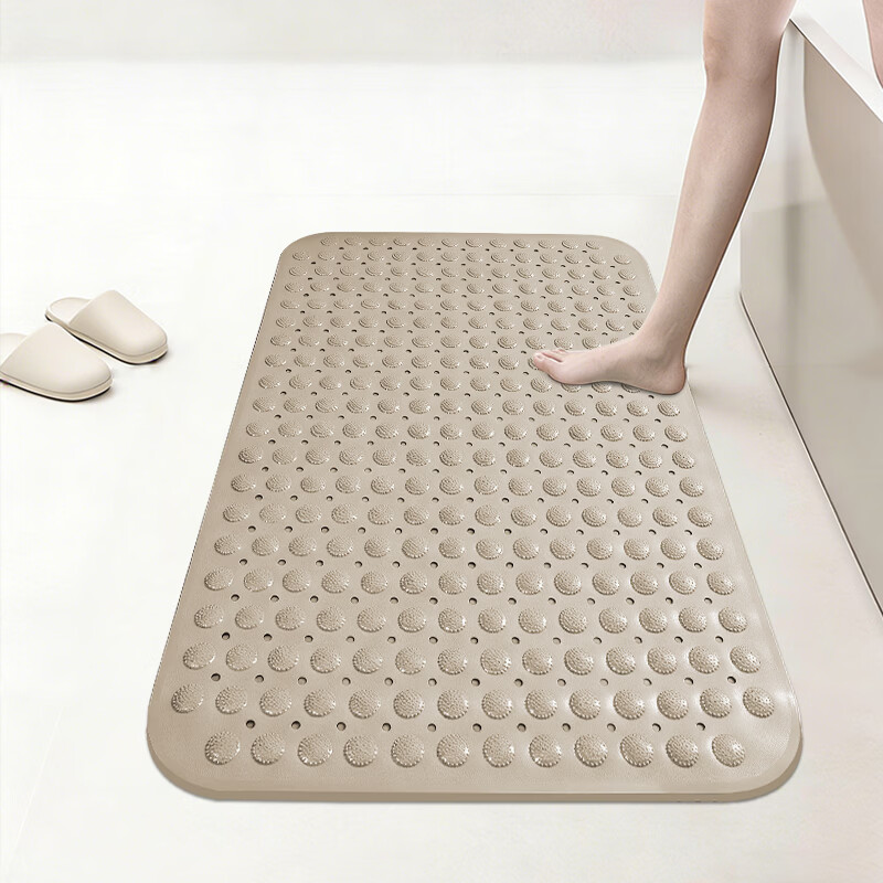 佳洁利环保tpe材质浴室防滑地垫淋浴房洗澡防摔垫浴缸卫生间脚底按摩垫 卡其（按摩） 88cm*58cm 1件数 （大号）环保无味