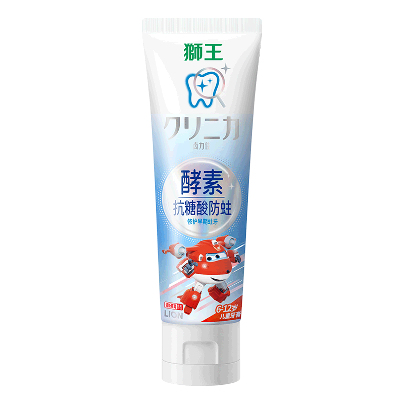 狮王(lion)齿力佳酵素抗糖防酸蛀儿童牙膏含氟6-12岁草莓味60g