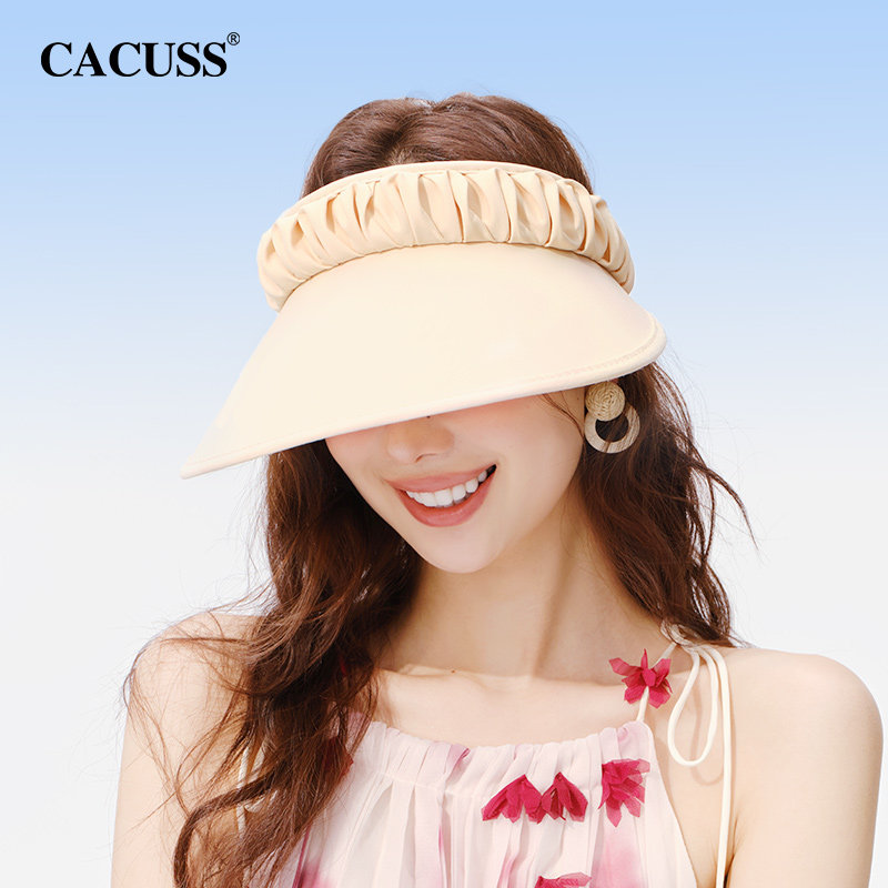 CACUSS帽子防曬帽女夏季遮陽(yáng)帽新款大檐遮臉空頂帽大檐戶外太陽(yáng)帽 高嶺米【隨意折疊】 可調(diào)節(jié)(適合55-60cm)