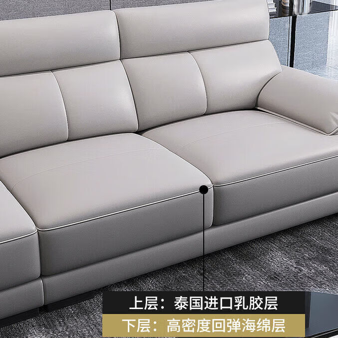 梵盛林2026新款沙发客厅皮沙发头层牛皮组合现代简约小户型意式贵妃极简 头层牛皮[接触面] 3.2m 直排+脚踏