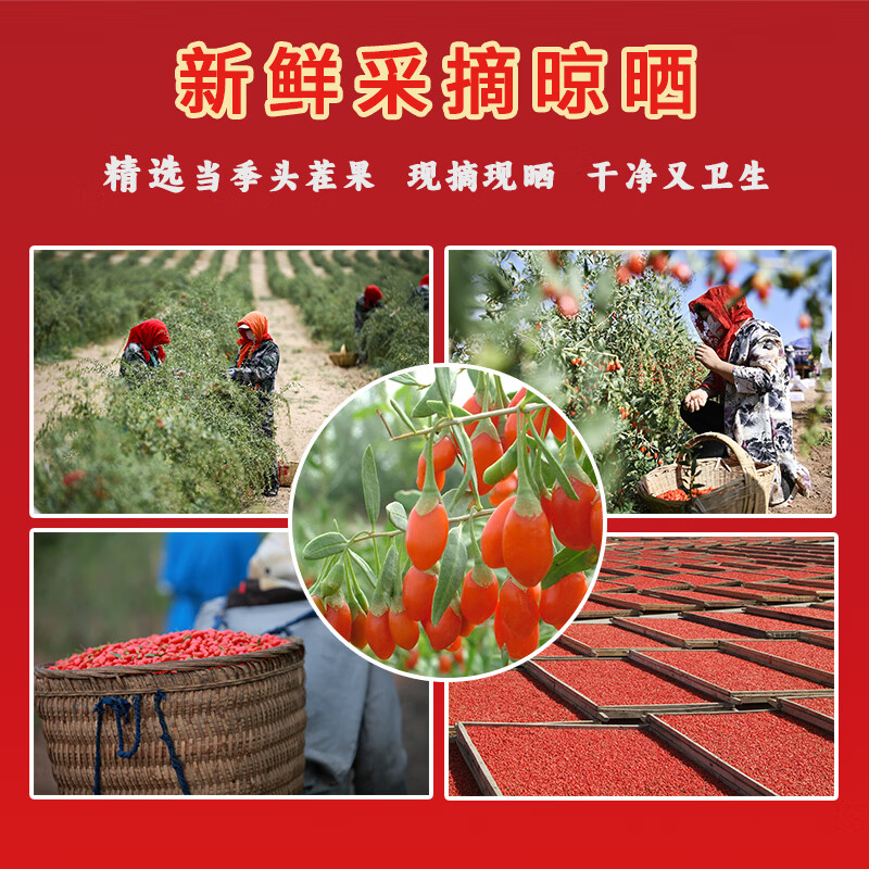 玉马浩锋宁夏中宁头茬特优级锁鲜枸杞大果无硫免洗可泡茶干货养生茶 【煲汤泡水】 150g*2袋