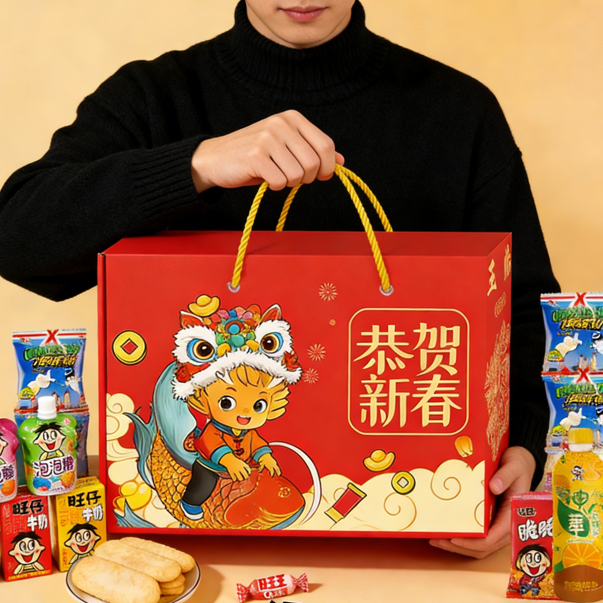 旺旺旺仔零食大礼包年货礼盒旺气1.39kg 过年礼品送礼团购零食大礼包 旺旺零食大礼包1.39kg*1