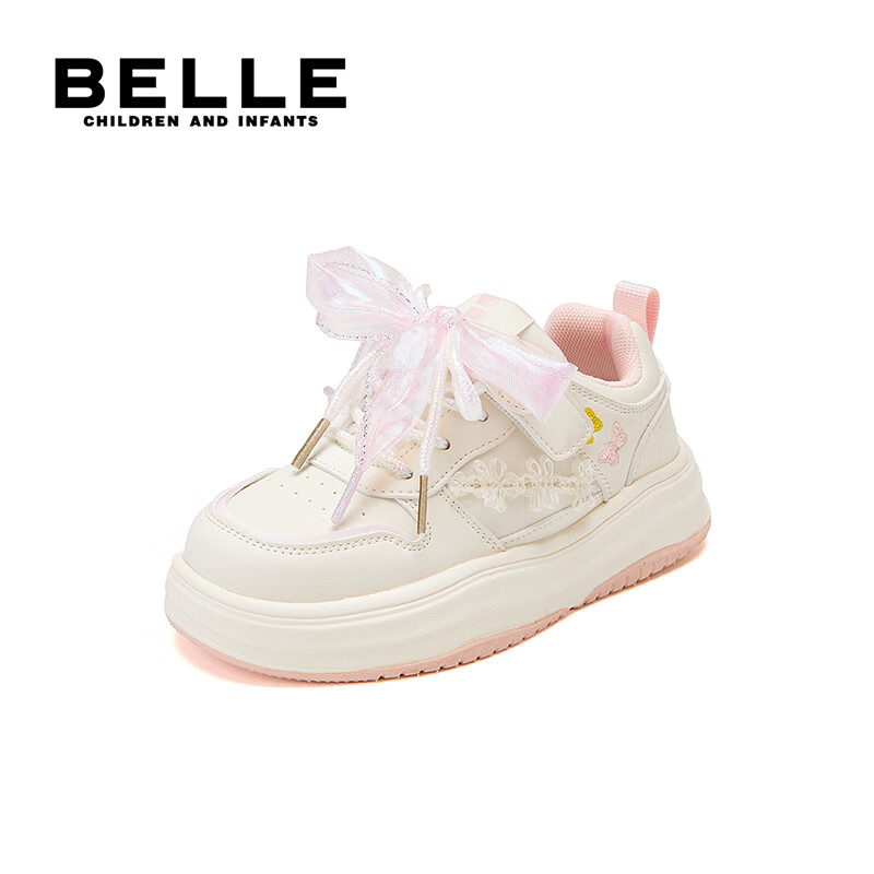 百丽童鞋儿童板鞋女大童运动鞋子26年春季新款小白鞋女孩中大童休闲鞋 粉色【建议拍大一码】 30 (建议脚长184-189mm)