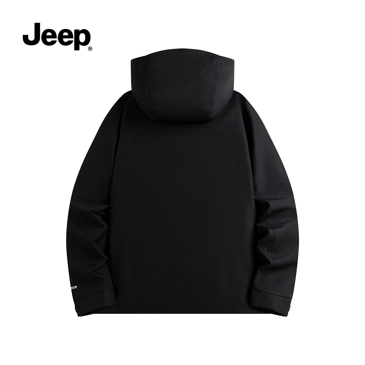 JEEP男装秋冬季新品男士户外运动三合一冲锋夹克上衣休闲连帽加绒外套 黑色 /羽绒内胆 3XL