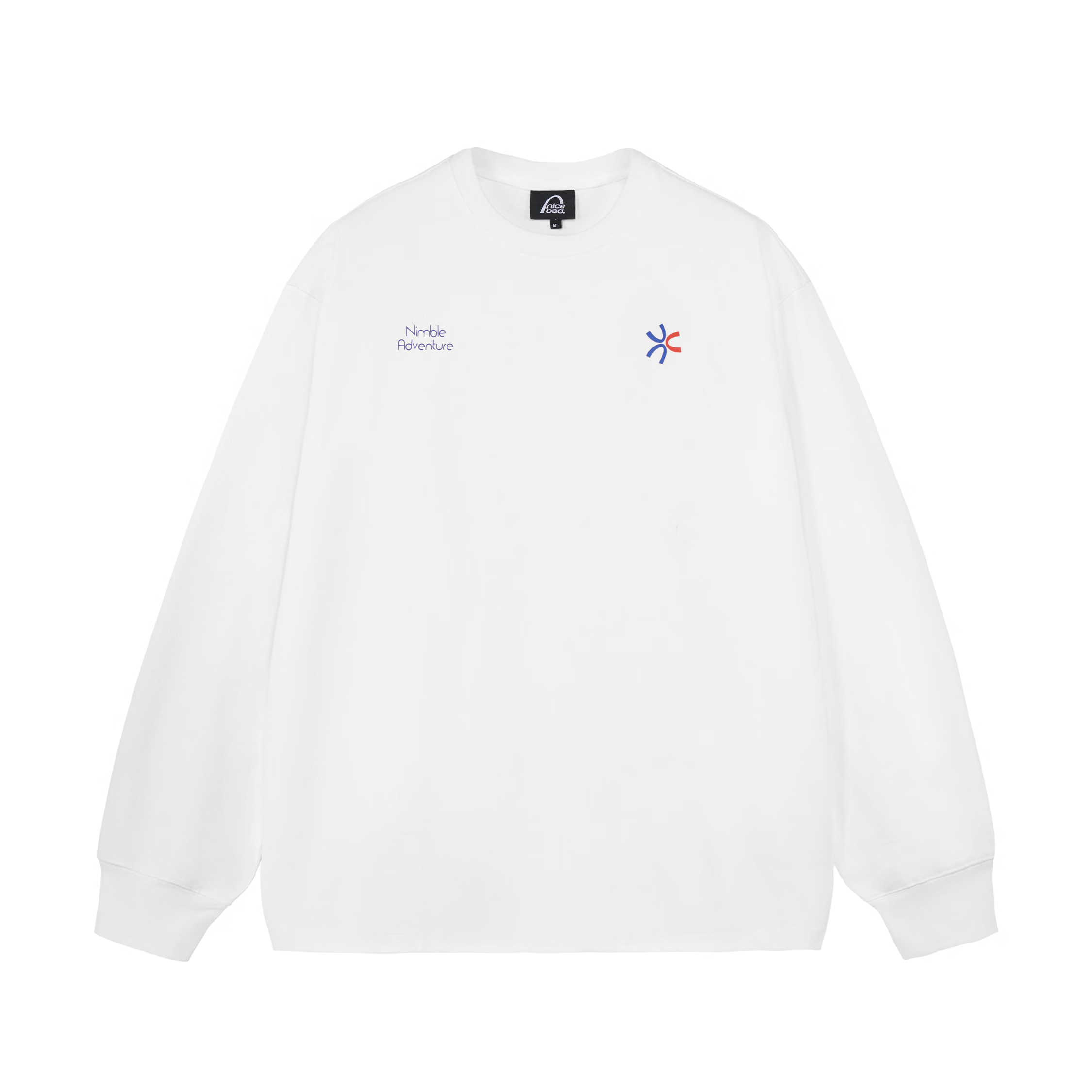 NICEBAD速干莫代尔凉感冰皮抗菌撞色运动休闲长袖舒适百搭春 白色(现货) S