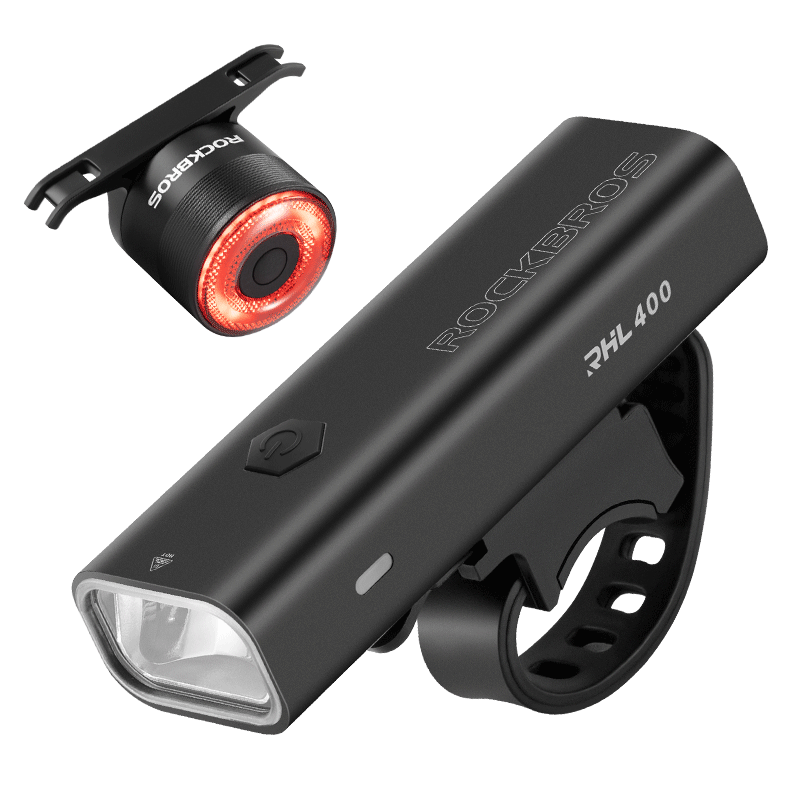 洛克兄弟(ROCKBROS) 自行車燈組合車燈套裝高亮前燈智能剎車尾燈夜騎燈充電騎行配件 RHL1000前燈+智能感應(yīng)剎車尾燈Q5
