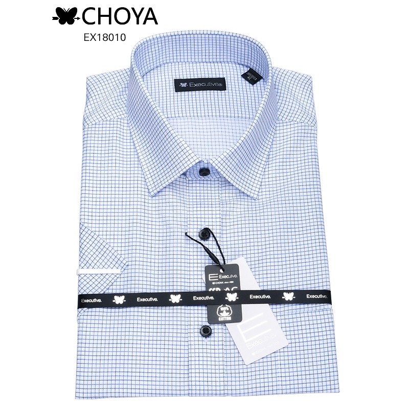 choya蝶矢衬衫男短袖全棉衬衣商务休闲高支纯棉免烫抗皱正装日本品牌