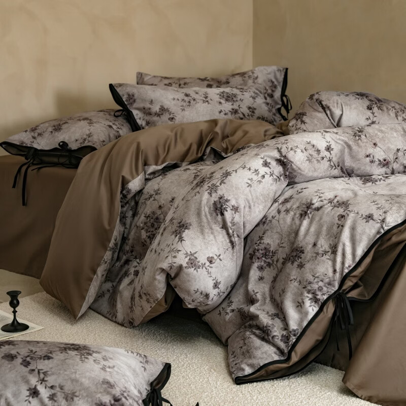 ROLAND LIVE全棉柔软长绒棉四件套复古风AB版被套纯棉透气床上用品床单床笠款 JCZY 长绒棉四件套-南风知我意灰 1.5米床 床单款 【被套200*230cm】