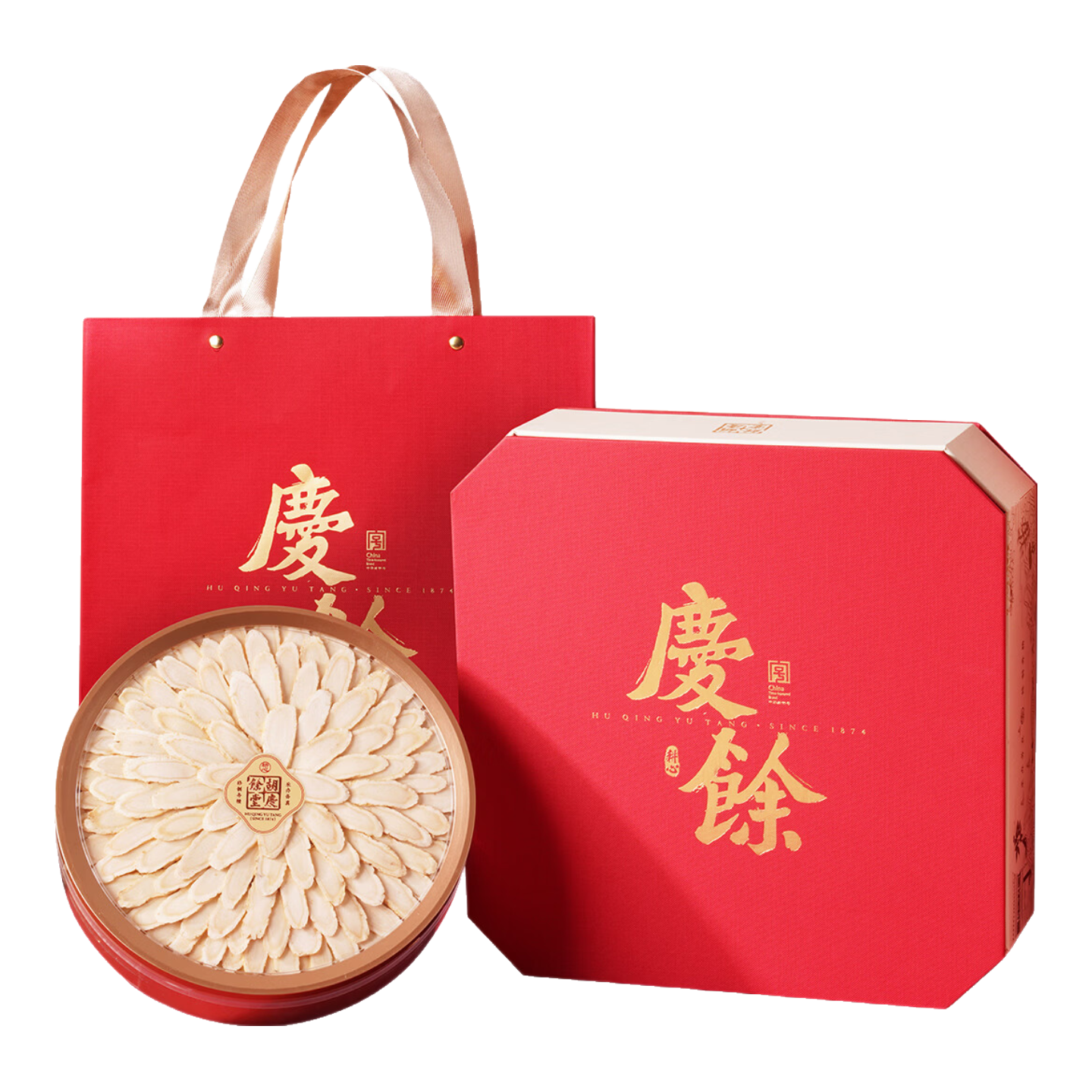 胡庆余堂长白山西洋参古韵礼盒100g主根切片道地选材新年礼物年货滋补品 西洋参 100g*1盒 +孢子粉64g*1盒