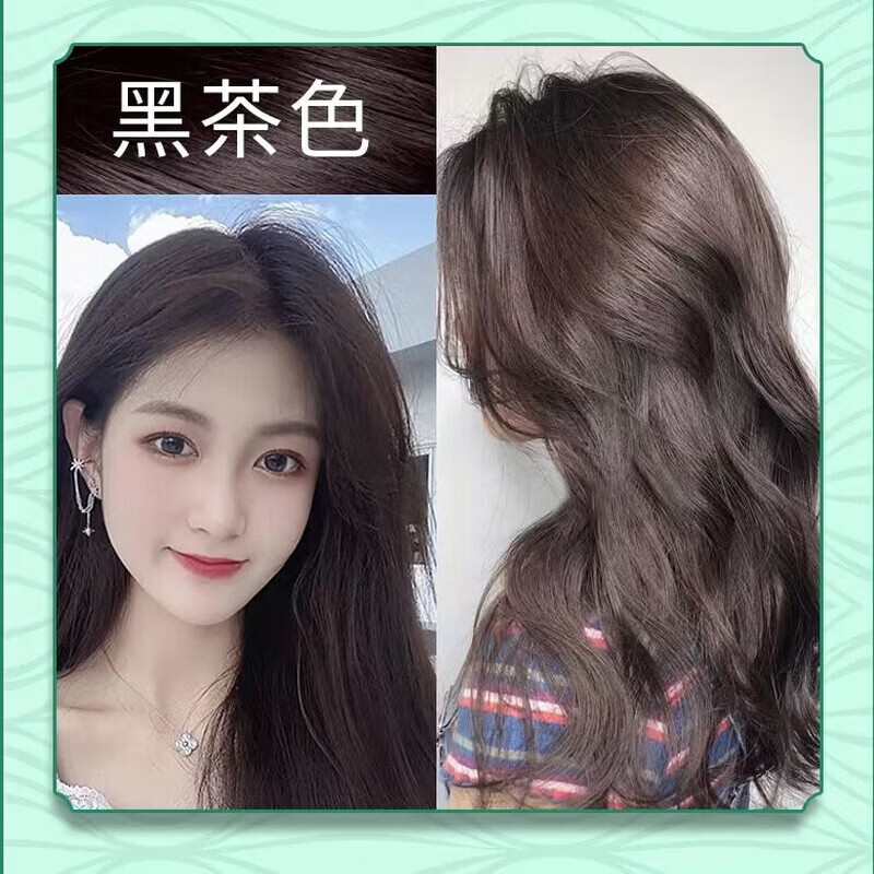 汉亿（HAN YI）植萃精油染发乳染发固色流行色植物染发膏染发剂遮盖白发 植萃精油染发乳【黑茶色】A+B两瓶装