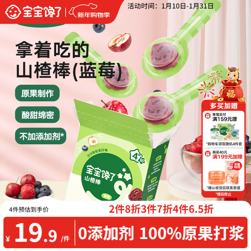 宝宝馋了山楂棒儿童零食棒棒糖型原果制作水果条无添加香精蓝莓味72g