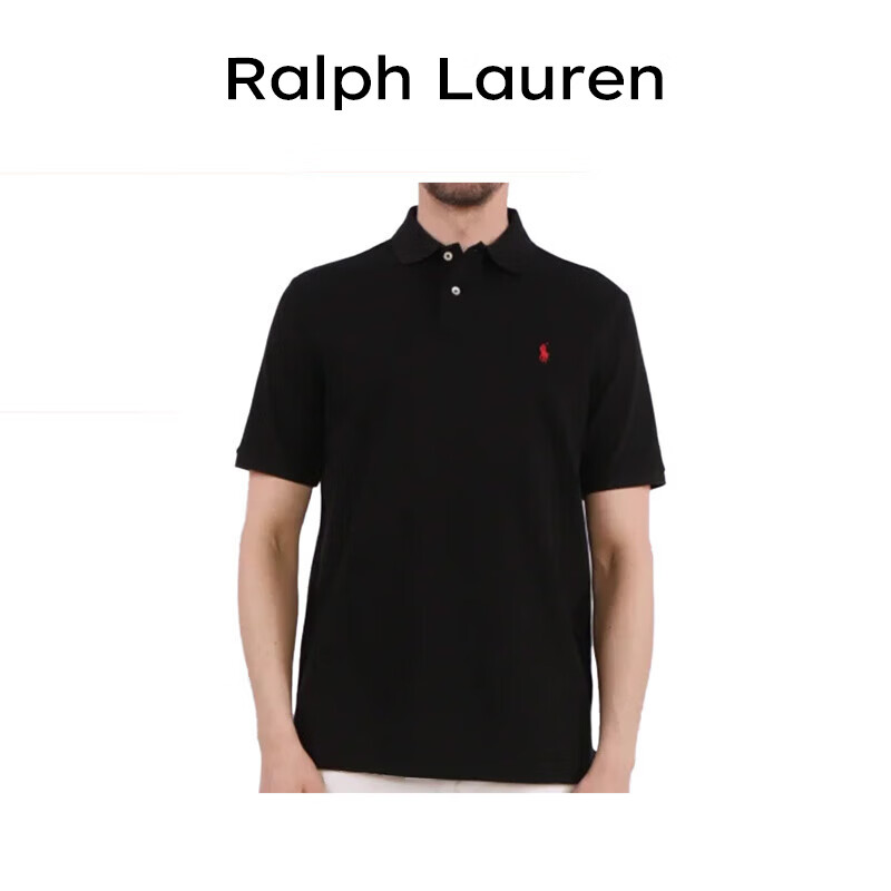RALPH LAUREN 拉夫劳伦夏季新款潮流休闲纯棉男友520礼物短袖t恤polo衫黑色 M