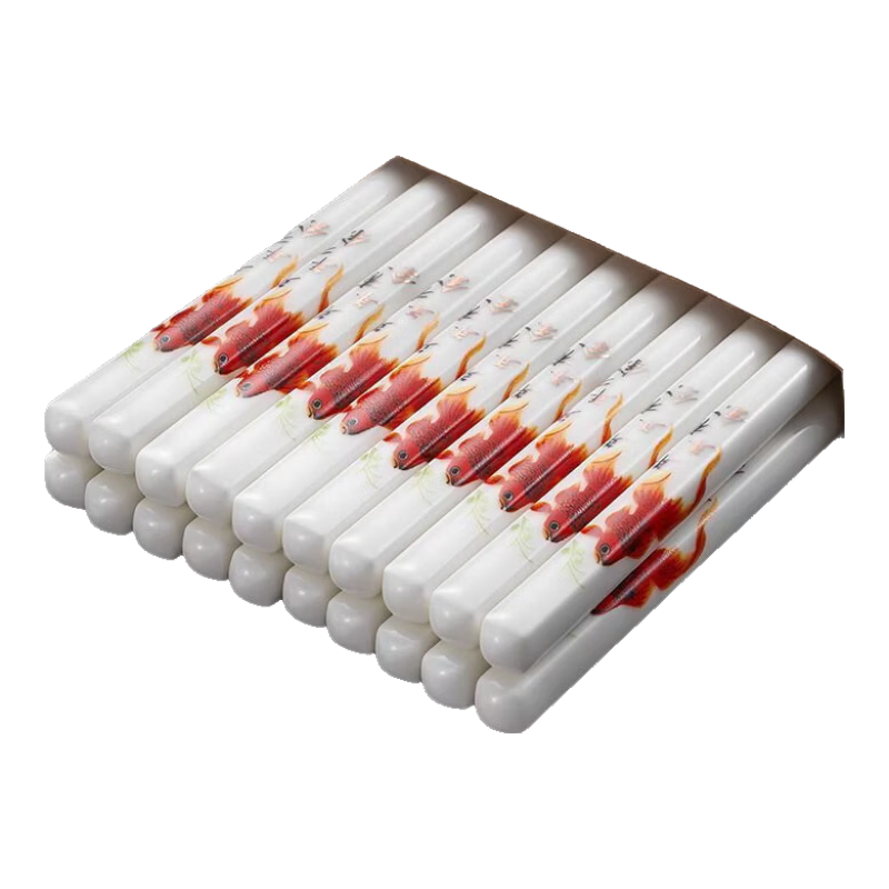 多彩陶瓷筷子防滑防菌防霉易清洗耐高温不变形卫生健康全釉面 年年有余 5双